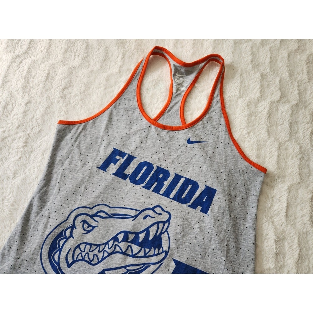 Nike Women's Florida Gators‎ Dri-Fit Racerback Tank Top Gray Orange XL Athletic